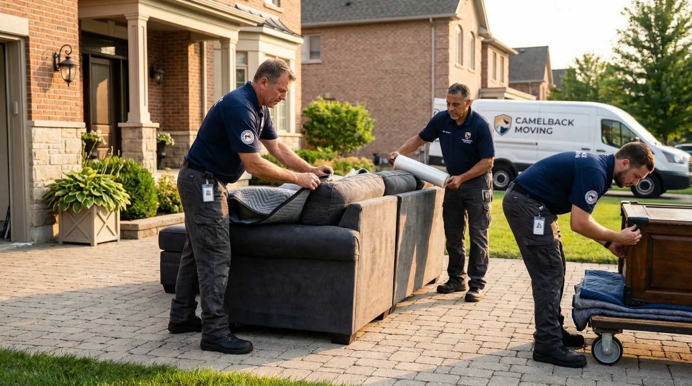 Large estate moving crew wrapping furniture in Mars, PA